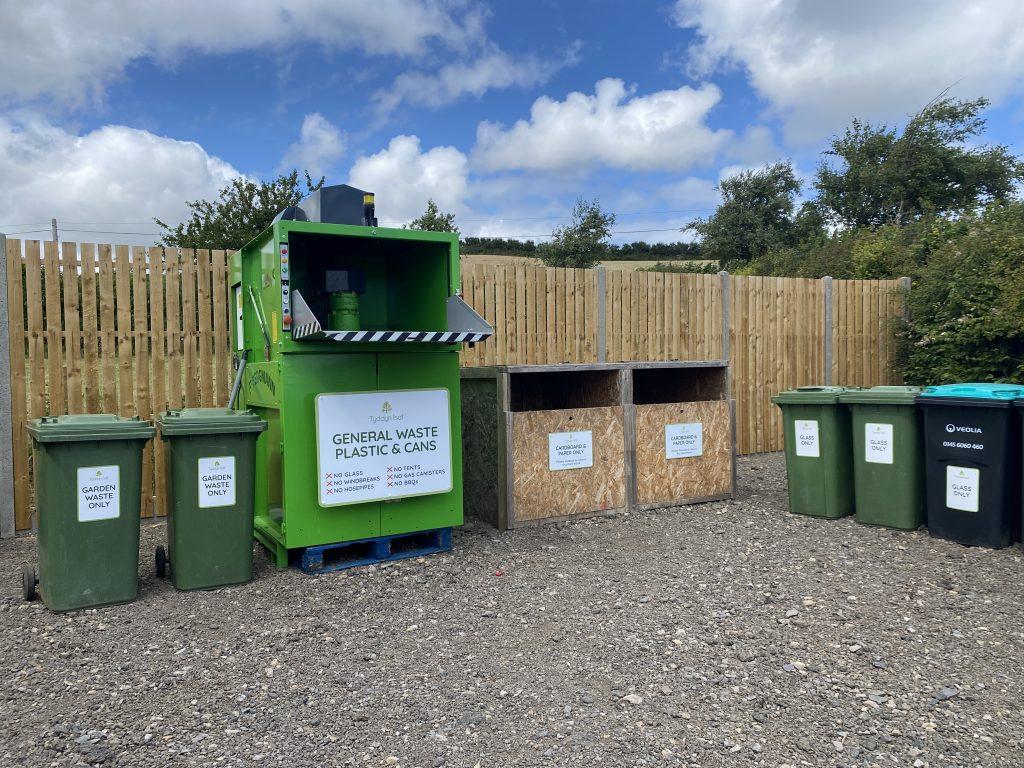Recycling facility at Tyddyn Isaf Camping and Caravan Park on Anglesey