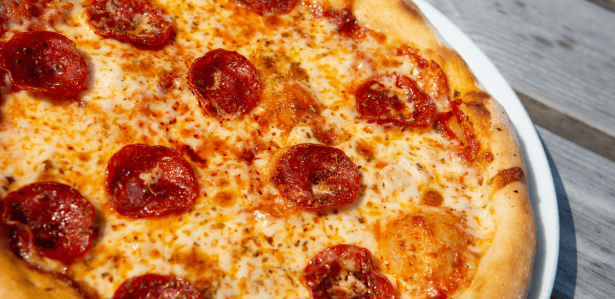 Tyddyn Isaf's freshly stone baked pepperoni pizza